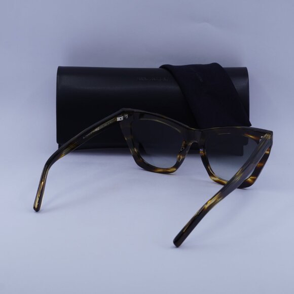 Saint Laurent SL214 KATE 024 Cat Eye Sunglasses - Striped Havana/Grey - Picture 4 of 11